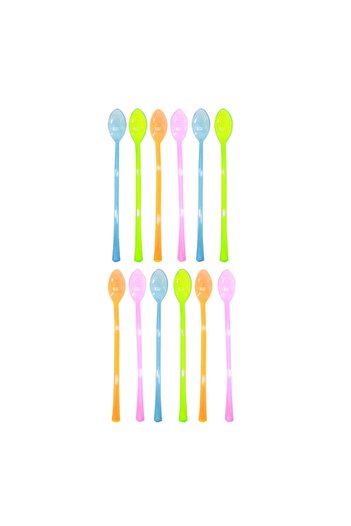 OEM Set of 12 colorful party spoons, reusable, plastic, 15.8 cm, 2260-20