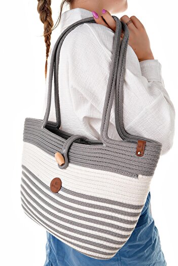 Aymood Women's Straw Bag Hand Braided Jute Straw Shoulder Beach Bag
