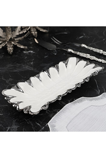 ROY KING Flora Silver Rectangular Deep Presentation Plate 33*13*4 cm