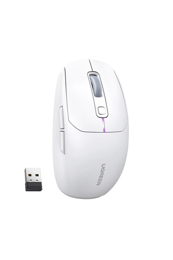 Ugreen Mouse wireless Bluetooth 5.0 USB 2.4GHz - Alb