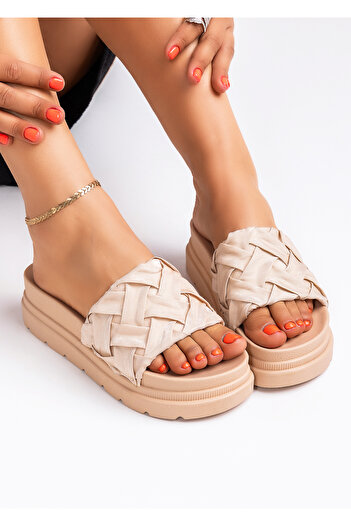 starlike Women's nude platform slippers A094