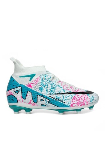 LALİGA 565 White Turquoise Patterned Socks Unisex Football Shoes