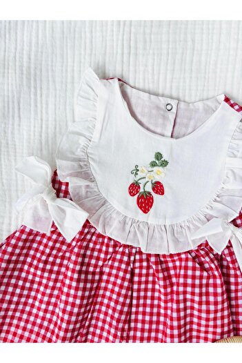 NUNU BABY Cherry Plaid Dress - Red