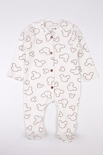 Mini Ropa Newborn Booties Jumpsuit Mouse Printed Snap Fastener Baby Romper