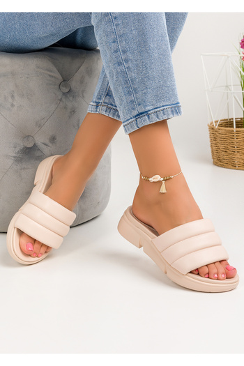 starlike Beige women's platform slippers A114