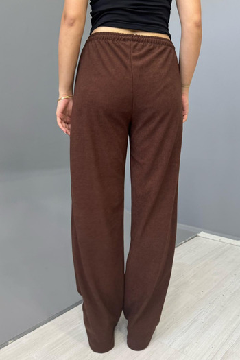 Tarz Cool Women's Jacquard Casual Lace-Up Trousers - Brown
