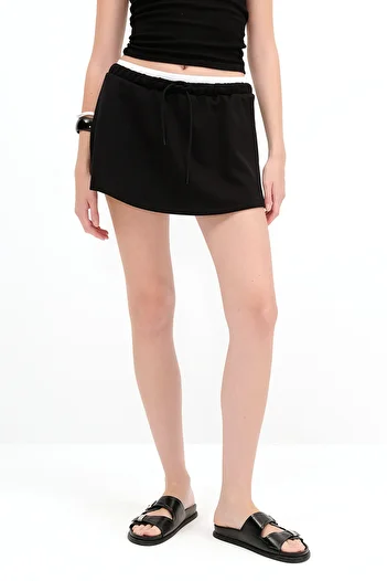 Addax Double Waistband Mini Skirt Ş10459