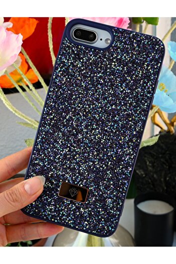 Go Aksesuar iPhone 6 Plus 7 Plus and 8 Plus Compatible Diamond Design Stone Sparkling Shiny Diamond Silicone Case