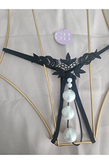 G&H UNDERWEAR String Thong Panties with Pearls (Large Pearl)