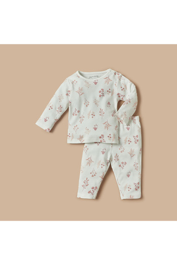 Juniors Floral Print T-shirt and Pyjama Set