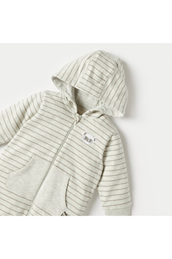 Juniors Stripes Sleepsuit with Hood and Koala Applique