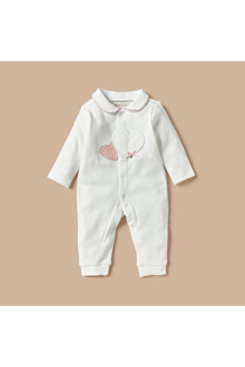 giggles Embossed Open Feet Sleepsuit with Snap Button Closure