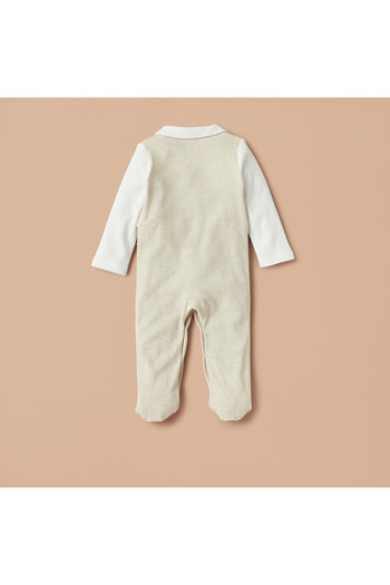 giggles Colourblock Closed Feet Sleepsuit and Striped Waistcoat