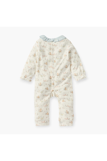 giggles Printed Sleepsuit with Long Sleeves and Button Closure