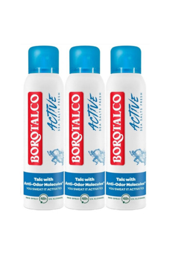 Borotalco : 3 x Antiperspirant Spray Active Sea Salts Fresh, 150 ml