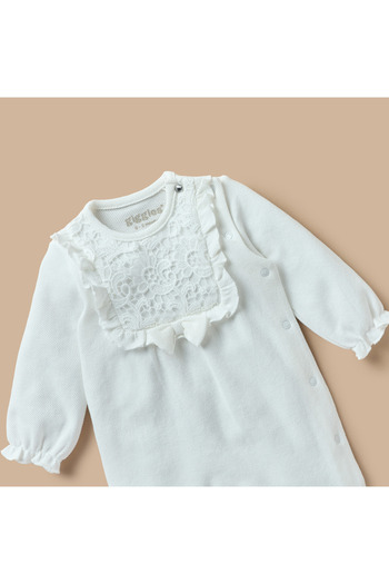 giggles Closed Feet Sleepsuit with Lace Accent