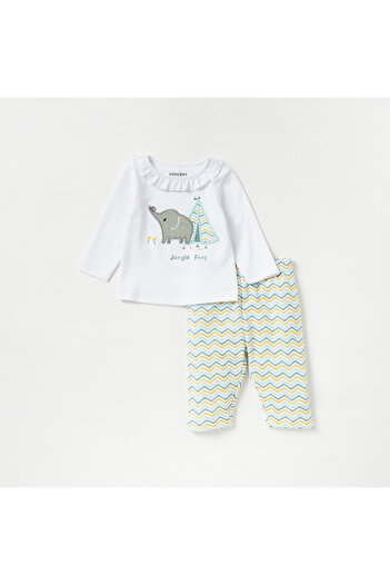 Juniors Embroidered T-shirt and Pyjama Set