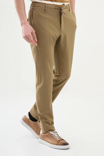 Mcr Seersucker Super Slim Fit Elastic Waist Drawstring Men's Trousers 38301