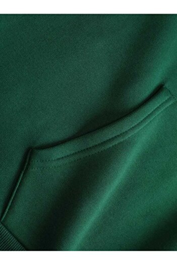 caddekombin AOT Keşif Birliği Arka Göğüs Baskılı Kapüşonlu Cepli İçi Yünlü Yeşil Sweatshirt