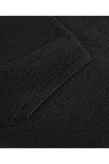 caddekombin Leopar Desenli Cherry Baskılı Kapüşonlu Cepli Pamuklu Siyah Sweatshirt