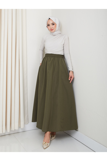 Kirazgym 6 Piece Flared Hijab Skirt with Pockets and Elastic Waist