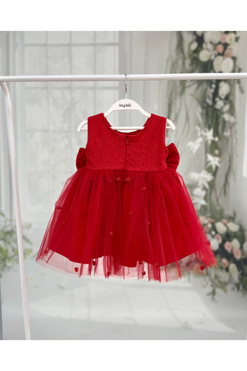 Bertuğ Bebek Brocade Yellow Dream Tulle Rose Detailed Bow Evening Dress