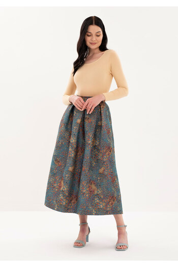 Guzella Premium Jacquard Pleated Midi (90cm) Size Princess Skirt