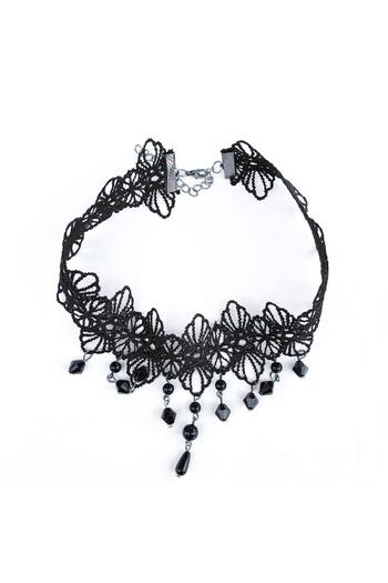 Yıldız Accessory Stylish Gothic Modern Black Lace Beaded Choker Necklace