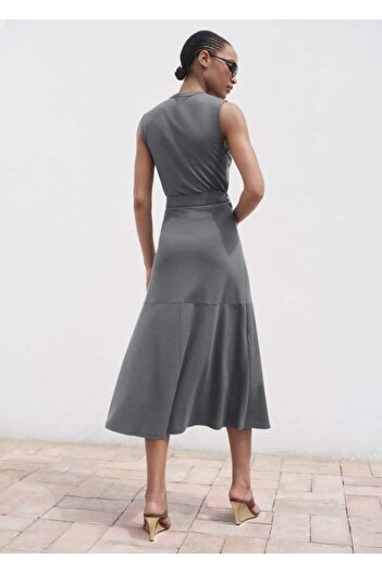 MANGO Woman Kemerli midi boy elbise