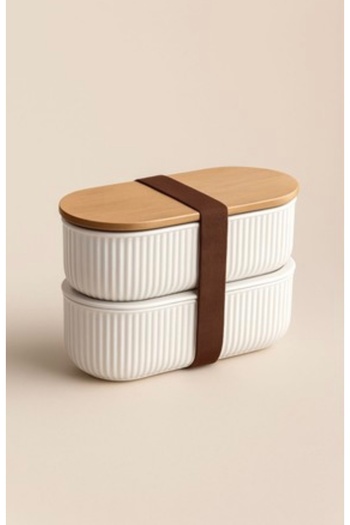 btm home 2-Piece Bamboo Lid Storage Container