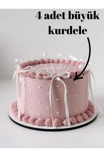 Fiyonks Atölye Bow Ribbon on Cake Balloon 4 Large Ribbons + 20 Small Ribbon Decorations