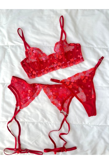 Feruzdesign Lovely Red Underwire Garter Set
