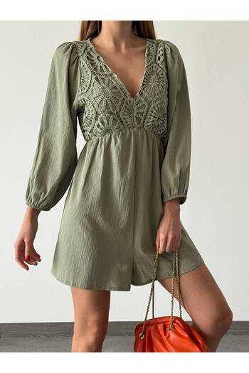 Melike Bakar Boutique Lace Detailed Shorts Jumpsuit