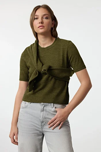 Trendyol Collection Khaki Basic Cardigan-Blouse Knitwear Cardigan Twoaw25Hi00216