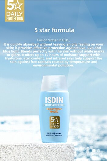 ISDIN Fotoprotector Fusion Water Magic Spf50 50 ml Water Based and Non-Marking Facial Sunscreen