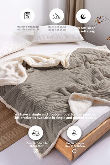 Evlen Home Collection Sherpa Blanket - Double, Soft Plush and Wellsoft Bedspread