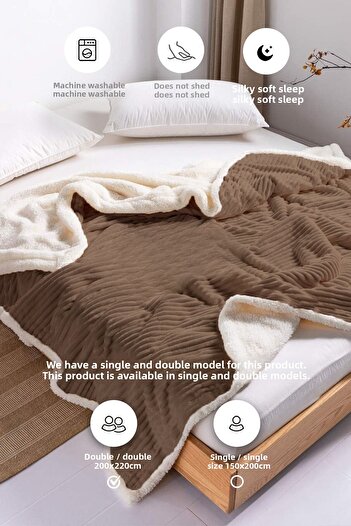 Evlen Home Collection Soft Plush Wellsoft Bedspread, Dark Brown for Duplifying Sherpa Blanket