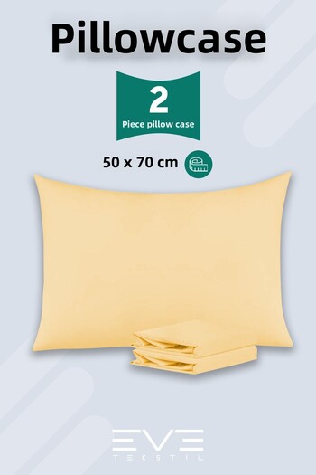 Eve Tekstil 2Pcs Ranforce Plain Cotton Antibacterial Washable Luxury Pillowcases 50X70Cm