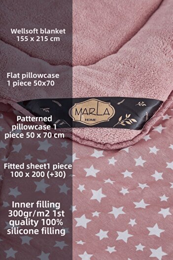 MARLA HOME STAR Σετ Μπακλαβά - Βαμβακερό Σετ Μονό Αναστρέψιμο Αφράτο Σετ ύπνου