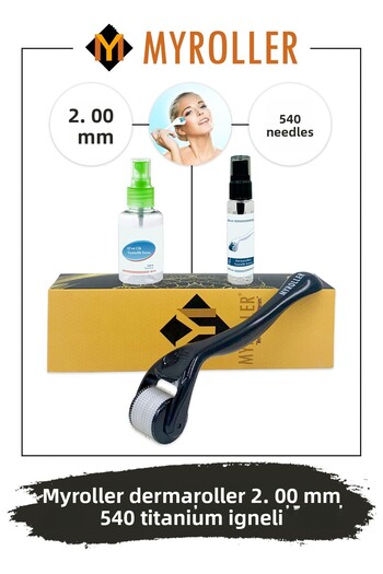 Myroller Titanium Dermaroller 2.00mm - 540 Needle Disinfectant Gift