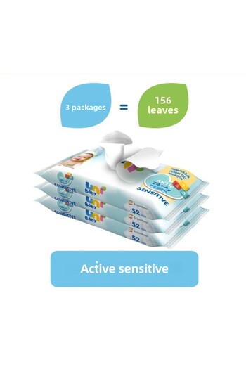 Uni Baby Active Sensitive Baby Wet Wipes 24+ Months 3X52 Pieces