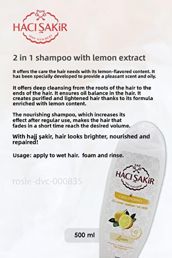 Hacı Şakir Lavender 300 ml Relaxing Liquid Soap and Lemon 500 ml Shampoo - ROSIE