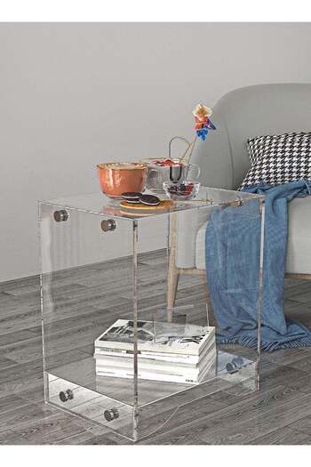 SMARTPOINTS Modern Design Clear Acrylic Home Decor Display Nightstand/Decorative End Table/Bedside T