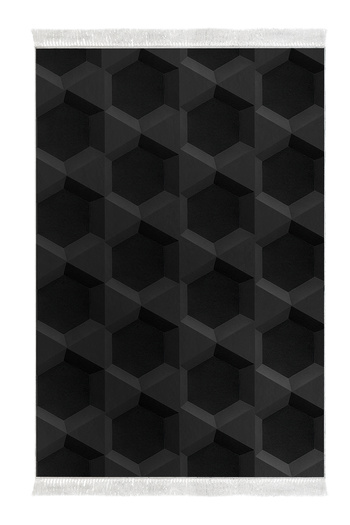Alanur Home Non-Slip Base Djt Toilet Set Star Cotton Fringed Geometric E5016 Black