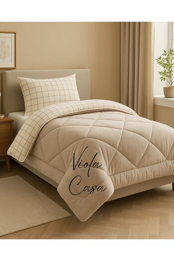 Violacasa Single Double Sided Welsoft Quilt Cream Square