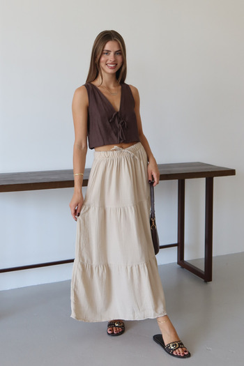 Balenbi Women's Basic Waist Lace-Up Muslin Skirt 1104
