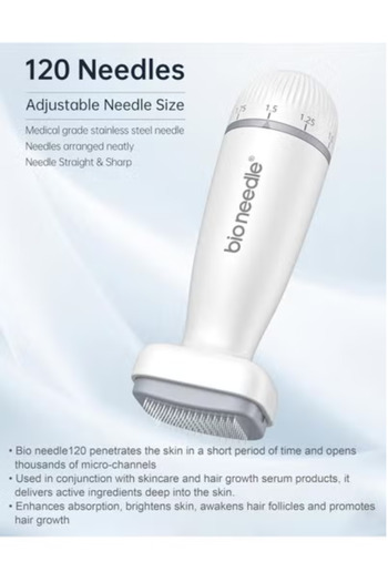 Prime by Javaudan Adjustable 0-2mm 120 Pins Derma Stamp Microneedling Pen Microneedle Stamp For Hair, Beard Growth, Sh