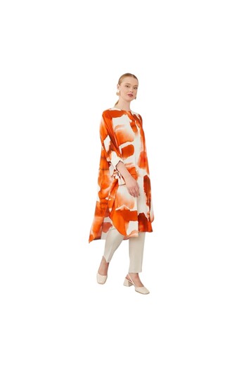 Levidor Orange Tie-Dye Pattern Tunic