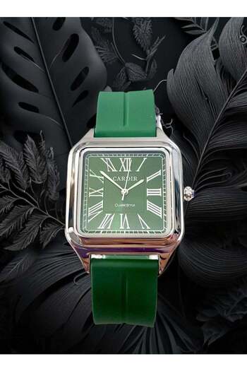 CARDIR Modern Cartier Watch with Rubber Strap and Transparent Dial in Trendy Design with Latin Letters