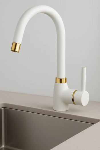 Sardıcı White Gold Kitchen Sink Faucet Venus Series